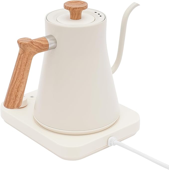 Electric Gooseneck Kettle, Temperature Control Kettle 0.9L Coffee Pot with Heating Base for Home Office Hotel Restaurant White