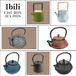 Load image into Gallery viewer, IBILI 40 Oz Bali Cast Iron Teapot | Made in Spain | Stainless Steel Infuser, Enameled Interior, Stovetop &amp; Induction Compatible, Japanese Kettle for Loose Leaf Tea, Tetsubin Design, Silver