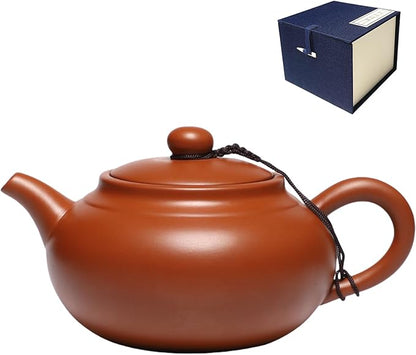 Chinese Clay Teapot, Yixing Xishi Zisha Tea Pot, Handmade Pottery Purple Sand Mud Kungfu Tea Set Kettle,14oz Zhuni