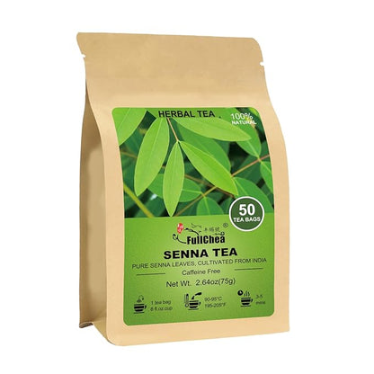 FullChea - Senna Tea, 50 Teabags, 1.5g/bag - Naturally Senna Leaf Tea for Constipation - Non-GMO - Caffeine-free - Support Digestion & Boost Immune System
