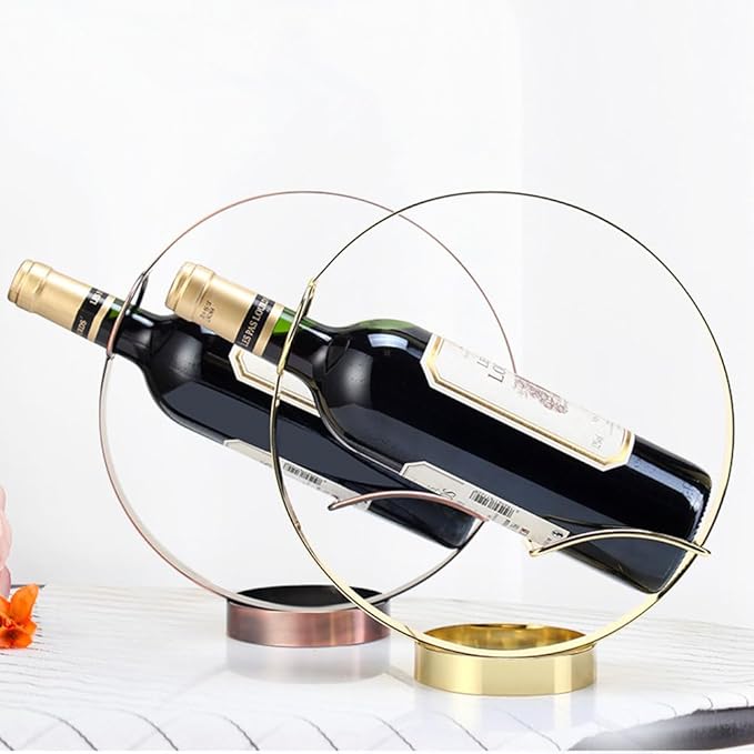 Metal Single Tabletop Wine Rack – Freestanding Countertop Decorative Wine Bottle Holder, Unique Wine Gifts and Accessories for Wine Lovers (2PCS Oil Rubbed Bronze)
