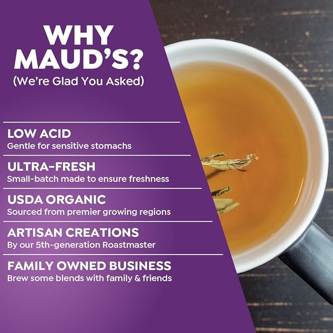 Maud's Organic Chamomile Lavender Tea Pods, 24 ct, Recyclable Single Serve Pods – 100% Gourmet Blended Tea Leaves, Compatible with Keurig K Cups Maker