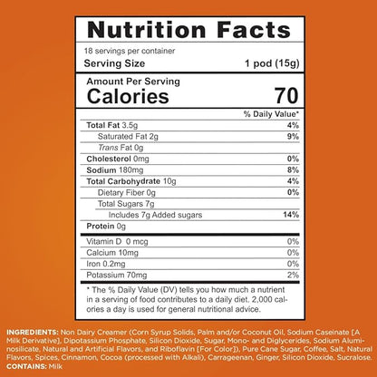 Maud's Pumpkin Spice Latte Flavored Coffee Pods, 18 ct, Medium Roast Flavored Coffee in Recyclable Single Serve Pods – 100% Arabica Beans, Compatible with Keurig K Cups Maker