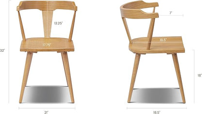 Poly & BARK Mid Century Modern Enzo Dining Chair Solid Oak Wood Set of 2