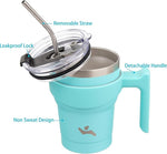 Load image into Gallery viewer, 10 oz Tumbler with Handle and 2 Straw 2 Lid, Insulated Water Bottle Stainless Steel Vacuum Cup Reusable Travel Mug,Turquoise