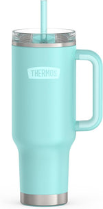 Load image into Gallery viewer, THERMOS Stainless Steel Cup Holder Mug - 40 Ounce, Sea Green - Insulated Tumbler with Lid and Straw, Plus Leak-Resistant Slide Lock