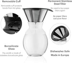 Load image into Gallery viewer, Bodum 51oz Pour Over Coffee Maker, High-Heat Borosilicate Glass with Reusable Stainless Steel Filter and Cork Grip - Made in Portugal