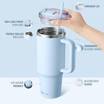 Load image into Gallery viewer, 40 oz Tumbler with Handle and Straw Lid,Insulated Reusable Stainless Steel Water Bottle Travel Mug，Cupholder Friendly Double Wall Vacuum Sealed Cup (Sky Blue)