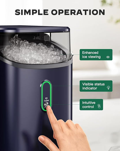 Silonn Nugget Ice Maker Countertop, Pebble Ice Maker with Crushed Ice, One-Click Operation Ice Machine with Self-Cleaning, 33lbs/24H for Home, Kitchen, Office, Blue