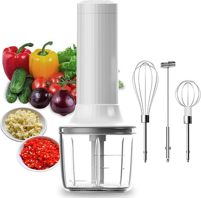 Cordless Hand Mixer with Whisk and Forther Wand,Electric Whisk, Milk Frother,Coffee Frother, Whisks for Cooking,Handheld Frother,Food Chopper, Baby Food Maker,4-Speed, 10Oz