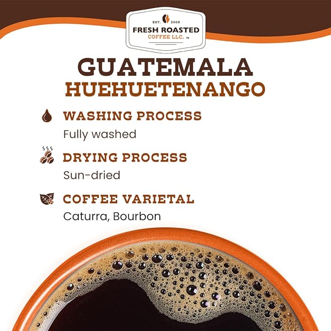 Fresh Roasted Coffee, Guatemala Huehuetenango | 5 lb (80 oz) | Single Origin | Medium Roast | Kosher | Whole Bean