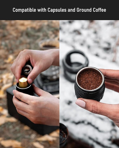 STARESSO Portable Espresso Maker & Coffee Bean Grinder Set with Carrying Bag, Manual Travel Coffee Maker + Burr Coffee Grinder, Waterproof Easy-Carry, Perfect for Travel Camping Hiking On-The-Go