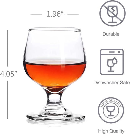 Shot Glass Set of 6 - Clear Cute Shot Glasses, Perfect for Tasting Brandy, Glass Snifters