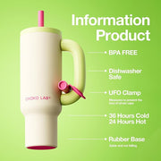 BaWang Insulated Stainless Steel Tumbler | Tumbler with Handle and Straw 33oz | Cup Holder Friendly for Travel | Leakproof Water Bottle | BPA-Free | Cerratic liner| green