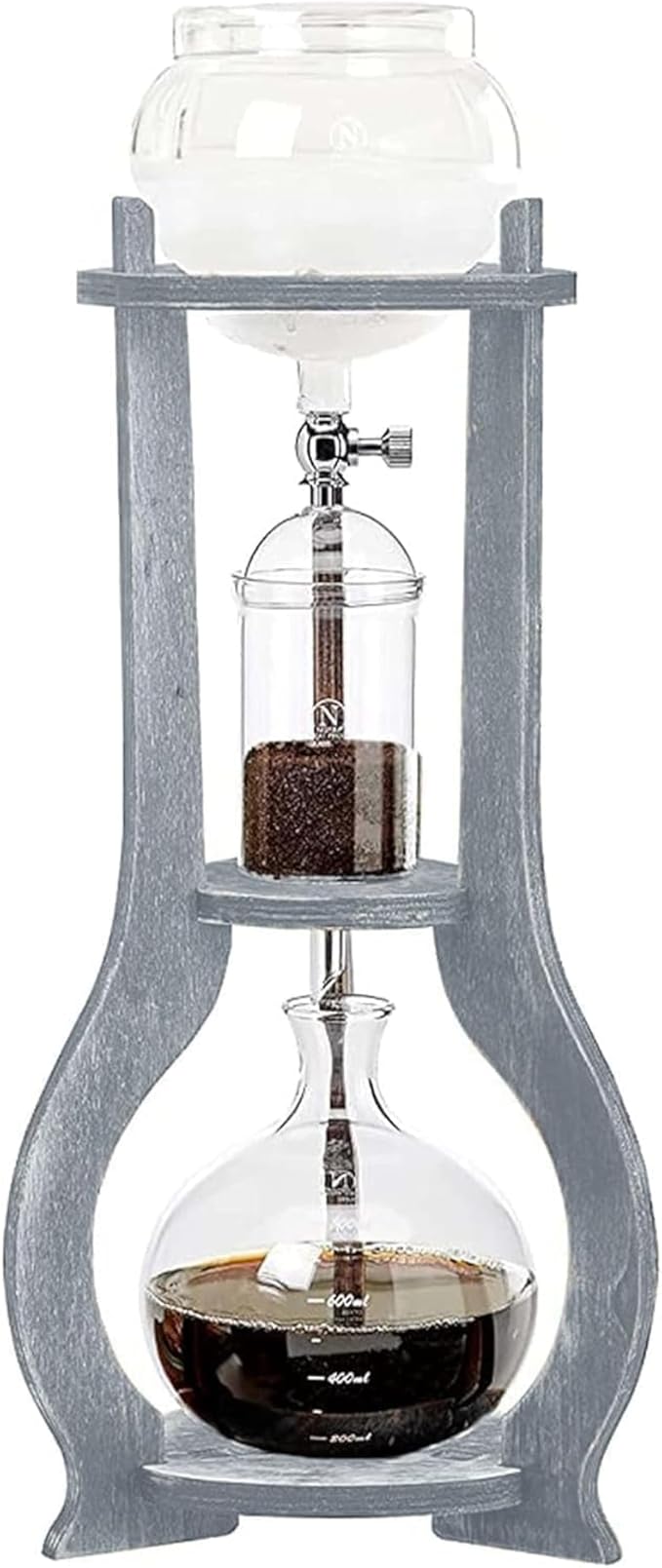 Nispira Iced Coffee Cold Brew Drip Tower Coffee Maker Wooden, 6-8 cup, Grey