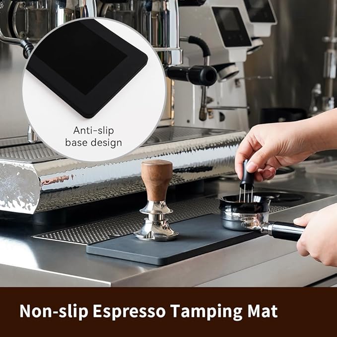 watchget Anti-Slip Silicone Espresso Tamping Mat - Thick 5" x 12" Coffee Tamper Pad - Perfect for Baristas, Home Brewing, and Portafilters - Sturdy, Heat Resistant, Easy to Clean