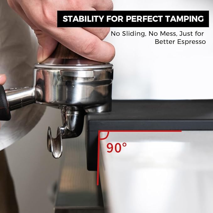 CHULUX Coffee Tamper Mat for Espresso, Silicone Tamping Pad, Anti-Slip Corner Mat, Barista Portafilter Holder, Espresso Machine Accessories Tamping Station, Heat Resistant, Black