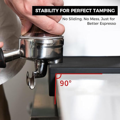 CHULUX Coffee Tamper Mat for Espresso, Silicone Tamping Pad, Anti-Slip Corner Mat, Barista Portafilter Holder, Espresso Machine Accessories Tamping Station, Heat Resistant, Black
