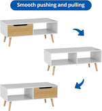 Load image into Gallery viewer, Cozy Castle Modern Coffee Table, Wooden Cocktail Table with Storage, Minimalist Hallway Table, Mid Century Modern Coffee Table for Living Room Apartment Reception, White