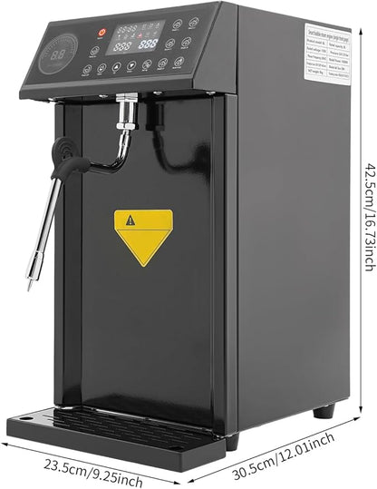 Commercial Steam Milk Frother, 2.11 Gallon Capacity, 5-Temperature Settings, 20-Min Continuous Steam, LED Display, 110V 1300W Espresso Milk Frother for Coffee, Milk Tea (Black)