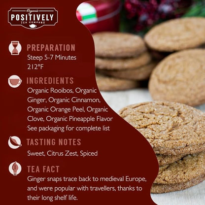 Organic Positively Tea Company, Ginger Snap Rooibos Tea, Loose Leaf, 4 Ounce