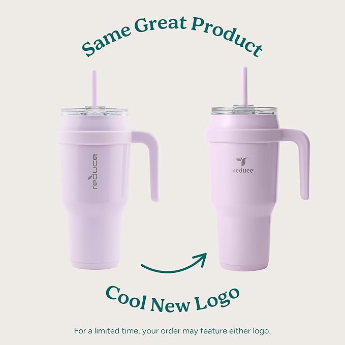 REDUCE 40 oz Stainless Steel Tumbler with Handle - Dual-Wall Vacuum Insulated Travel Mug, Sweat-Proof Lid & Reusable Straw - Keeps Drinks Cold for 24 Hrs, Fits Cupholders, Dishwasher Safe - Phantom