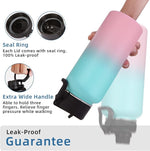 Load image into Gallery viewer, Volhoply 32 oz Water Bottles Bulk 2 Pack with Straw Lid &amp; Spout Lid,Insulated Sports Water Bottle,Double Wall Vacuum Stainless Steel Cups,Leakproof Wide Mouth Metal Flask for Travel(Green Pink,2)