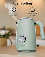 Load image into Gallery viewer, 1L Small Electric Kettles Stainless Steel, Portable Travel Mini Hot Water Boiler Heater, Cool Touch Teapot, Auto Shut-Off &amp; Boil-Dry Protection for Cooking, Business Trip and More, Green