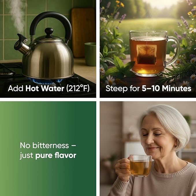 Olive Leaf Tea Bags – 25 Bags (Premium Dried Olive Leaf Tea - 25 Count), Natural Extract Caffeine-Free Herbal Tea for Health & Immune Support