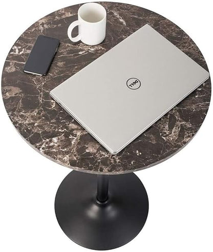 Pearington Round Bar Faux Marble Top and Black Base, 1-Pack Pub Table