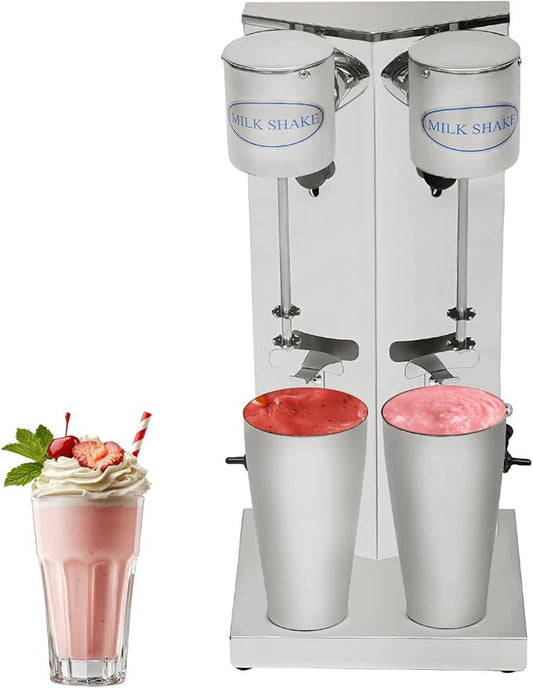 Electric Milkshake Maker Machine, 180W 2-Speed Double Head Milk Shake Mixer Machine with 27oz Stainless Steel Mixing Cup, Commercial Milkshake Blender & Drink Mixer for Home or Business