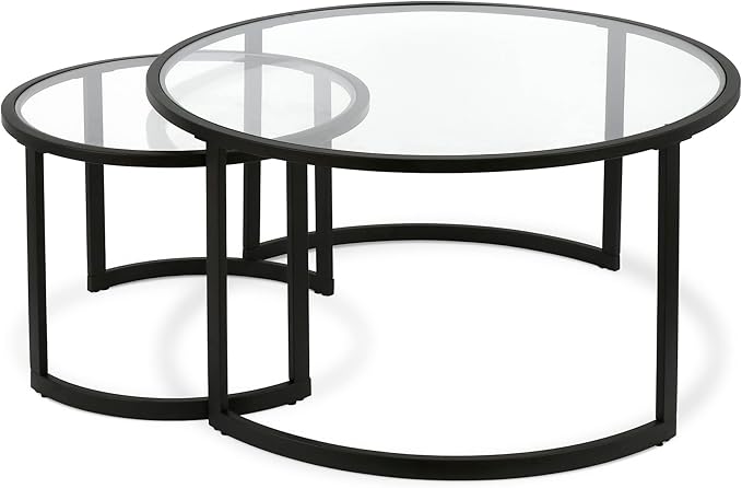 Mitera Round Nested Coffee Table in Blackened Bronze