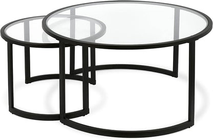 Mitera Round Nested Coffee Table in Blackened Bronze