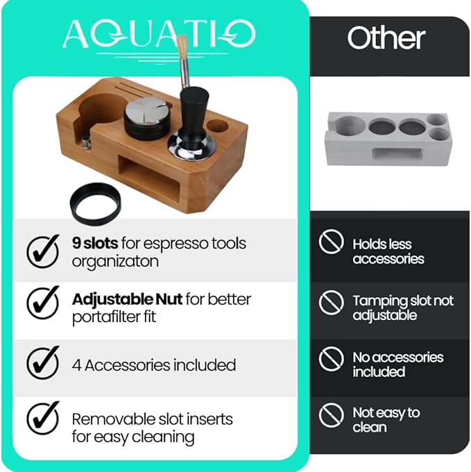 Espresso Tamping Station With Tools - 51, 53, 54 mm - Includes Coffee Tamper, Distributor, Dosing Funnel & Brush - Wooden Coffee Tamper Station - Espresso Organizer & Portafilter Holder