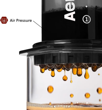 AeroPress Clear Black Coffee Press – 3 In 1 Brew Method Combines French Press, Espresso, Full Bodied Coffee Without Grit or Bitterness, Small Portable Coffee Maker for Camping & Travel, Black