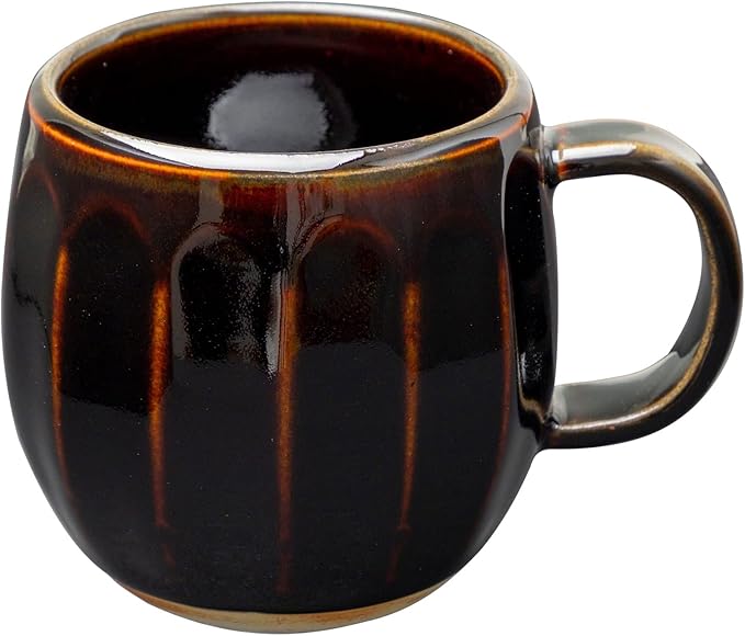 Asayu Japan Ceramic Coffee Pour Over Maker Set in Chocolate Brown, Slow Brewing Paper Filter Holder and Dripper with 3 Holes for Coffee and Tea (Accessory Ceramic Mug)