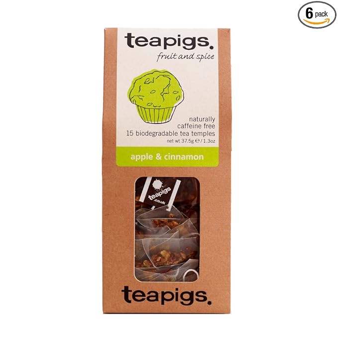 Teapigs Apple & Cinnamon Herbal Tea Bags Made With Whole Leaves (6 Pack of 15 Tea bags)