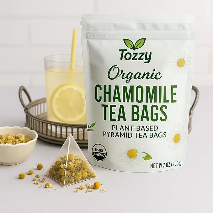 Tozzy Organic Chamomile Tea - 100 Count | Pyramid Tea Bags (Plant-Based & Eco-conscious) | Pure Ingredients