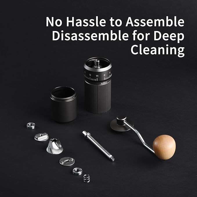 Manual Coffee Grinder by Suvykep — 7 Star Coffee Grinder Manual with 25g Capacity, CNC Stainless Steel Espresso Grinder with 55 Grind Settings — For Espresso, French Press, Pour Over (Grey)