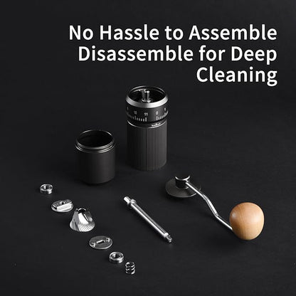 Manual Coffee Grinder by Suvykep — 7 Star Coffee Grinder Manual with 25g Capacity, CNC Stainless Steel Espresso Grinder with 55 Grind Settings — For Espresso, French Press, Pour Over (Grey)