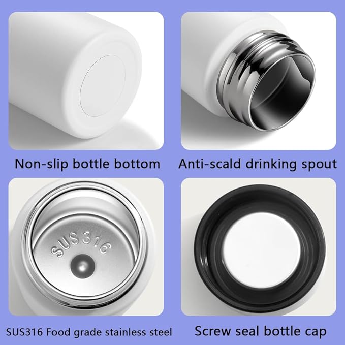 5 oz Mini Thermos Cute Water Bottle - Insulated Stainless Steel Bottle - Keeps Cold for 12 hours, Hot for 6 hours - Blue