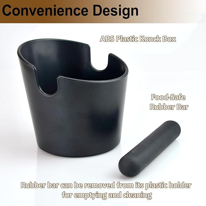 HOMEE Coffee Knock Box with Silicone Coffee Tamper Mat, 4.8 Inch Shock-Absorbent Durable Barista Style Knock Box With Removable Knock Bar and Non-Slip Base, Equipped Anti-Slip Espresso Tamper Mat