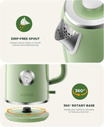 Load image into Gallery viewer, Electric Kettle 1.8L with Temperature Gauge, 1500W Fast Boiling Electric Tea Kettle, 100% Stainless Steel Retro-Style Hot Water Kettle Electric - Glowing LED Light, Auto Shut-Off &amp; Boil-Dry Protection