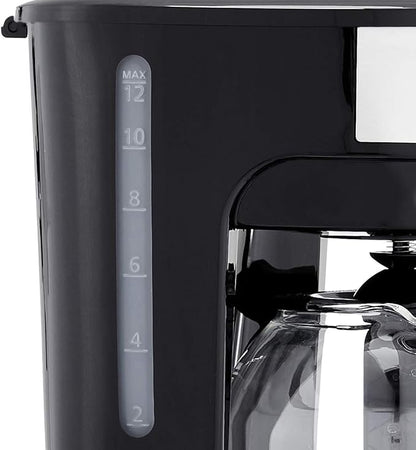 Amazon Basics Coffee Makers, 12-Cup Coffee Machines with Reusable Filter, Coffee Pots, Black & Stainless Steel