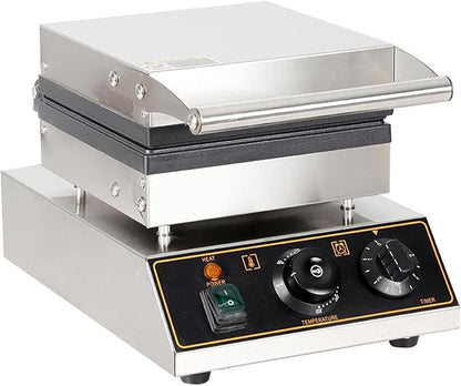Commercial Square Electric Stainless Steel Waffle Maker Machine 2000W, 4 Slice Nonstick Waffle Maker, Temperature and Time Control, for Restaurant Bakeries Snack Bar Home, 50~300℃