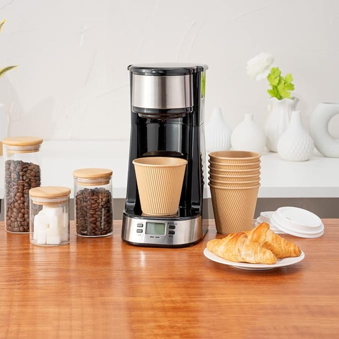 Restaurantware 8 Ounce Double Wall Disposable Coffee Cups, 500 Insulated Kraft Paper Tumblers with Ripple Wall Design, Lids Sold Separately for Hot Drinks like Tea, Hot Chocolate, and More