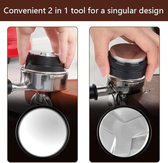 53mm Coffee Distributor,Dual Head Coffee Tamper,Espresso Distribution Tool,Adjustable Depth- Professional Espresso Distributor Leveler Tool Fits for 54mm