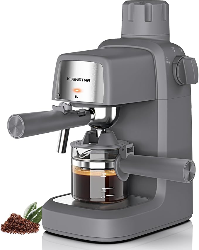 3.5Bar Espresso Machine with Milk Frother, 800W Compact Espresso and Cappuccino Machine with Preheating Function, 4 Cup Espresso Maker for Cappuccino or Latte, Gift for Coffee Lover