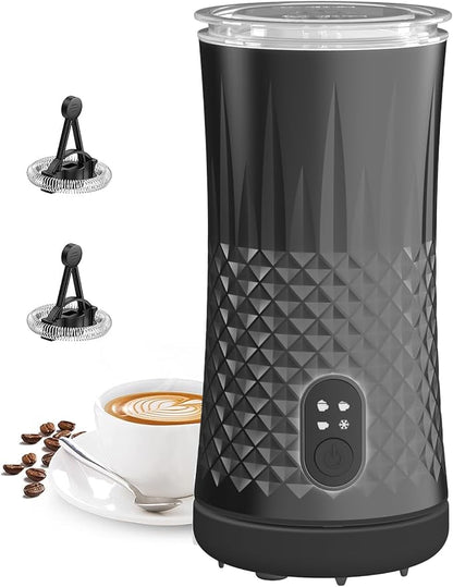 Milk Frother Electric,Syslux 4 IN 1 Automatic Warm and Cold Milk Foamer,Quiet Operation,Effortless Foam,Unique Diamond Design,Temperature Control,for Coffee Latte, Cappuccino,Macchiato,Chocolate