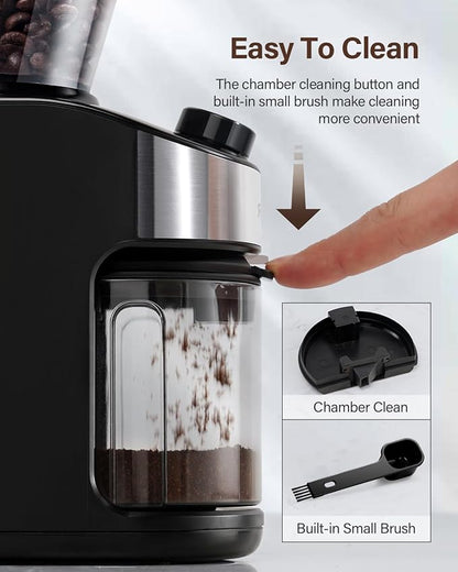 SHARDOR Electric Burr Coffee Grinder for Home Use, Coffee Bean Grinder for 32 Grind Settings, 40-Second Adjustable Timer, One-Touch Start & Cleaning Button, Black